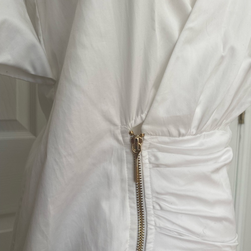 Nwt- Mehtap Elaidi White Collared Asymmetrical Shirt Dress — image 6 of 8